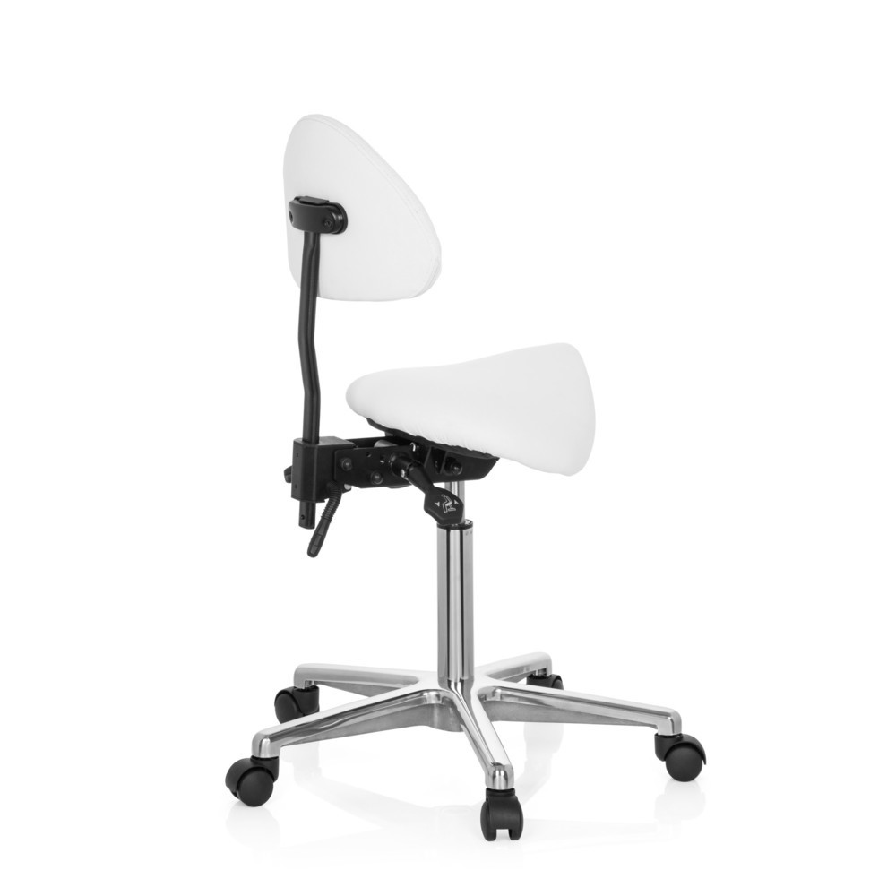 N° de l'image du produit 5 : Tabouret ergonomique / tabouret pivotant hjh OFFICE TOP WORK 20 similicuir, blanc