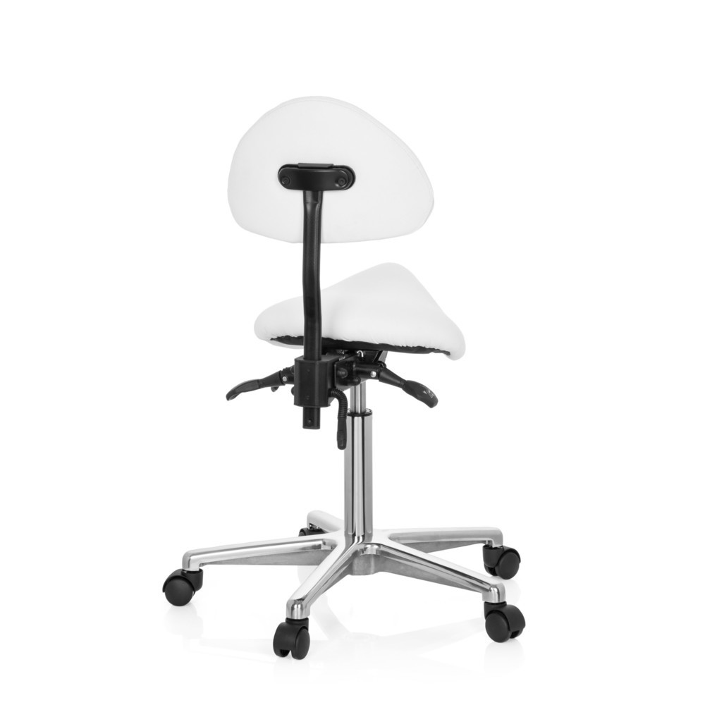 N° de l'image du produit 6 : Tabouret ergonomique / tabouret pivotant hjh OFFICE TOP WORK 20 similicuir, blanc