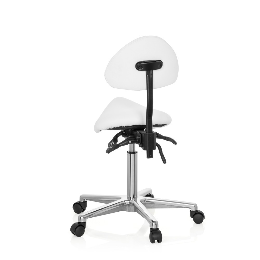 N° de l'image du produit 7 : Tabouret ergonomique / tabouret pivotant hjh OFFICE TOP WORK 20 similicuir, blanc