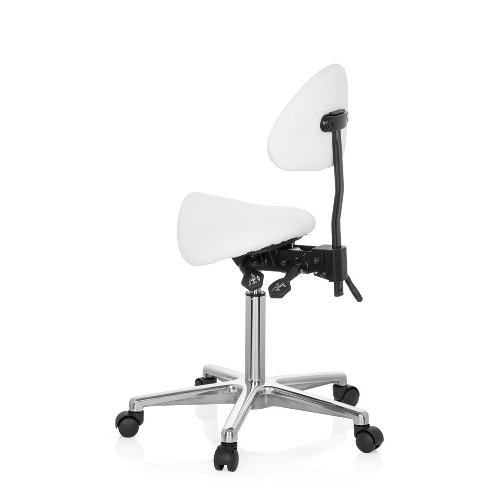 N° de l'image du produit 8 : Tabouret ergonomique / tabouret pivotant hjh OFFICE TOP WORK 20 similicuir, blanc