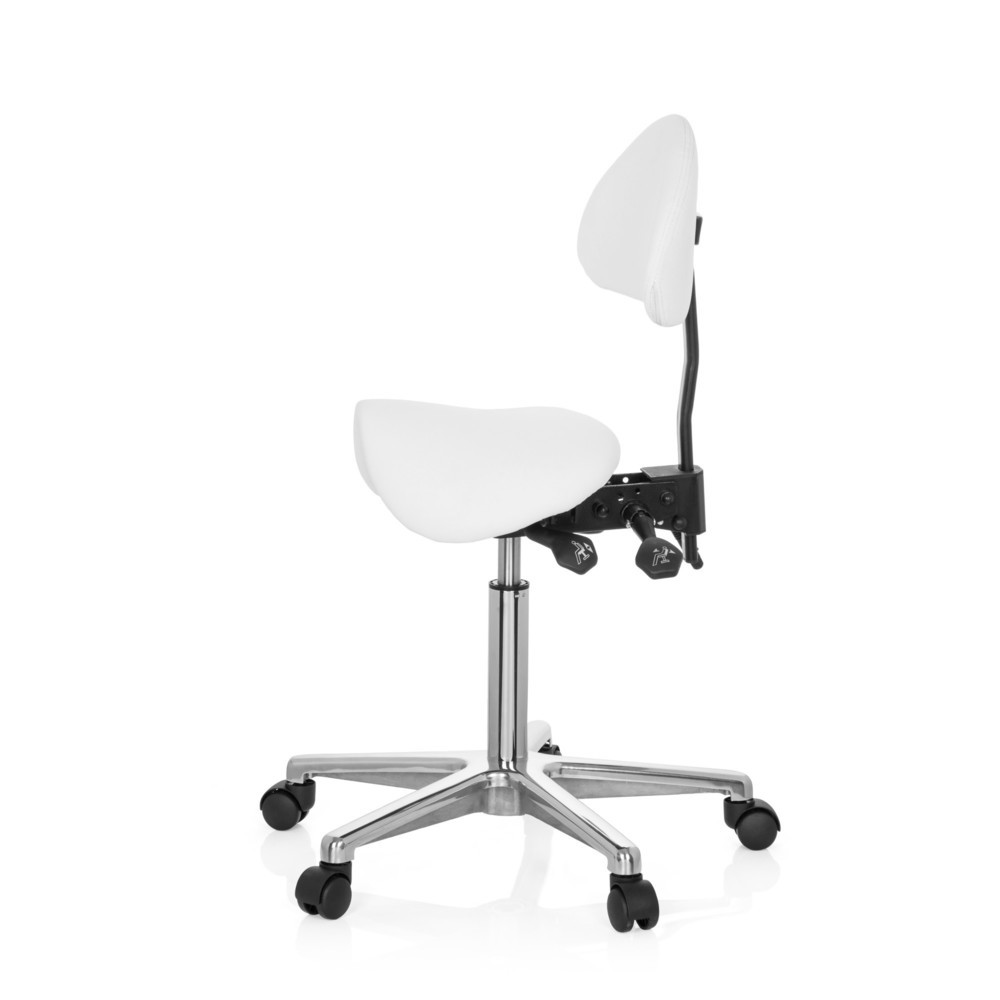 N° de l'image du produit 9 : Tabouret ergonomique / tabouret pivotant hjh OFFICE TOP WORK 20 similicuir, blanc