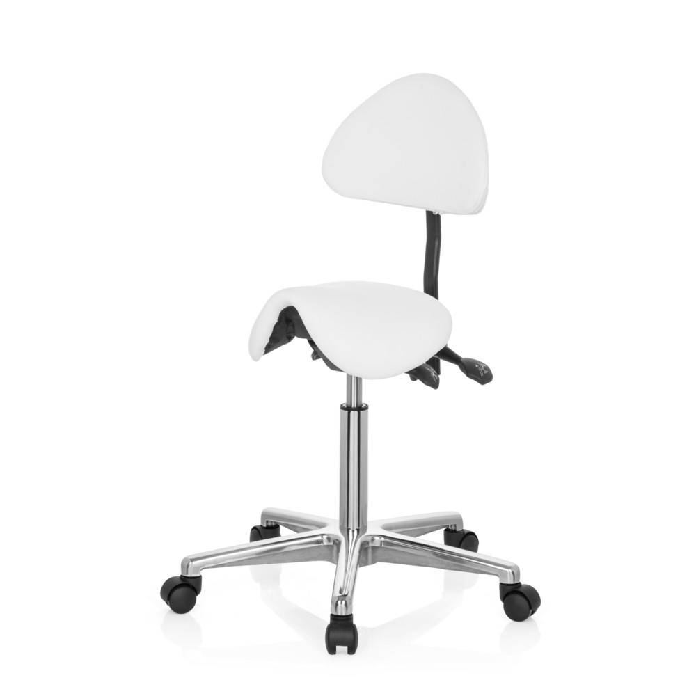 N° de l'image du produit 10 : Tabouret ergonomique / tabouret pivotant hjh OFFICE TOP WORK 20 similicuir, blanc