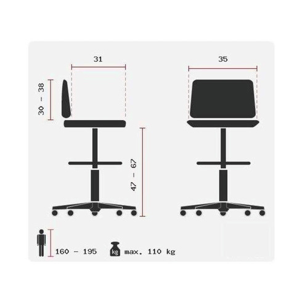 N° de l'image du produit 3 : Tabouret ergonomique / tabouret pivotant hjh OFFICE TOP WORK 20 similicuir, bleu
