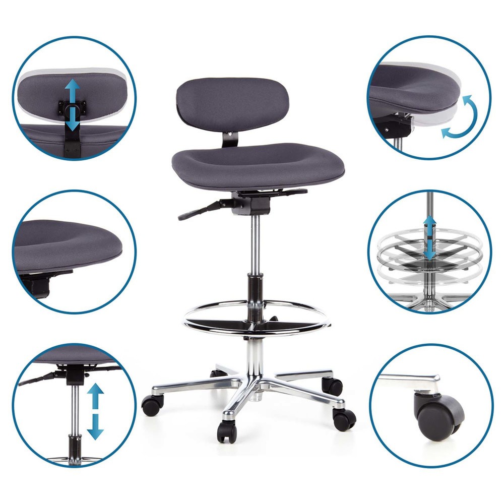N° de l'image du produit 12 : Tabouret / tabouret pivotant hjh OFFICE WORK MF tissu, anthracite