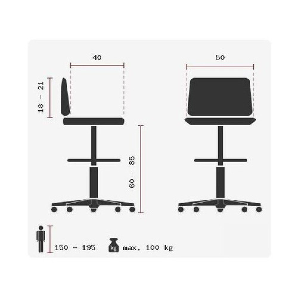 N° de l'image du produit 13 : Tabouret / tabouret pivotant hjh OFFICE WORK MF tissu, anthracite