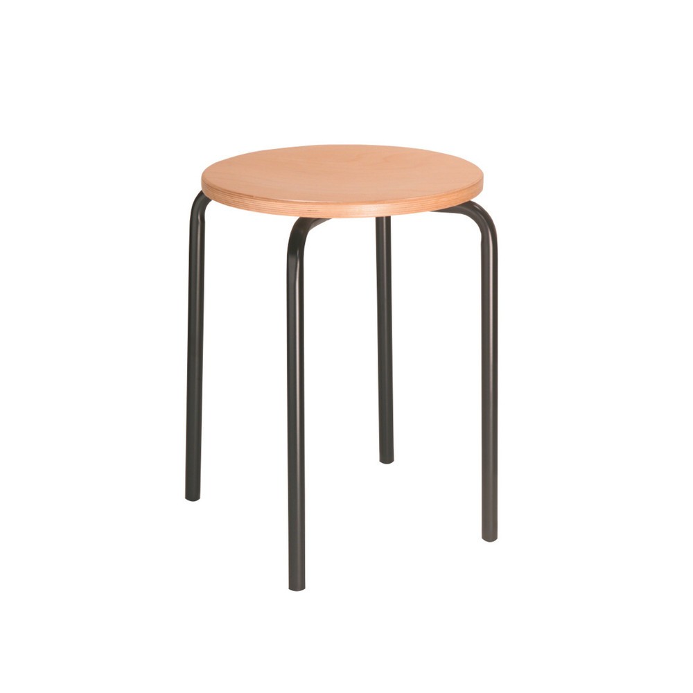 Imagen del producto: Taburete apilable HEMMDAL, asiento de haya, altura de asiento de 500 mm, conteras, negro