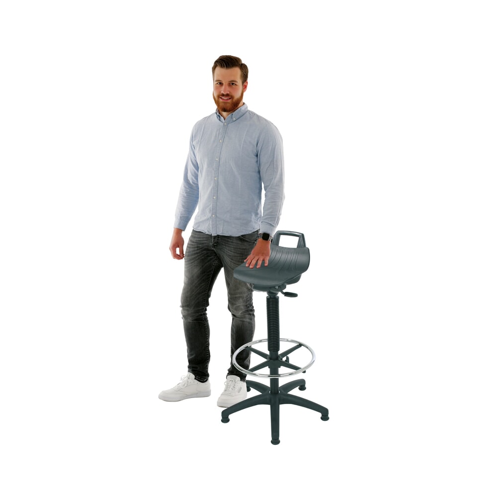 Número de imagen del producto 2: Taburete Premium HEMMDAL, asiento de PP, altura de asiento de 630-890 mm, conteras, estribo circular