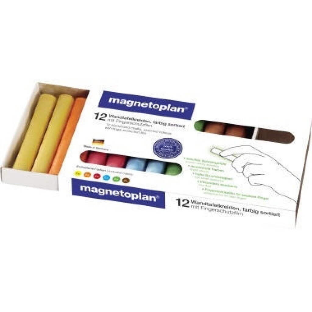 magnetoplan® Tafelkreide 12306 farbig sortiert 12 St./Pack. Produktabbildung: magnetoplan® Tafelkreide 12306 farbig sortiert 12 St./Pack.