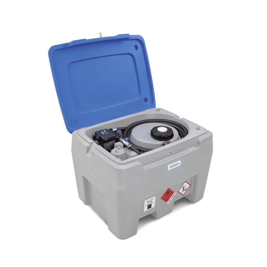 Produktabbildung: Tank-Anlage aus PE, mit Pumpe, Zapfventil + Schlauch, Volumen 250 l, V 12, 35 l/min