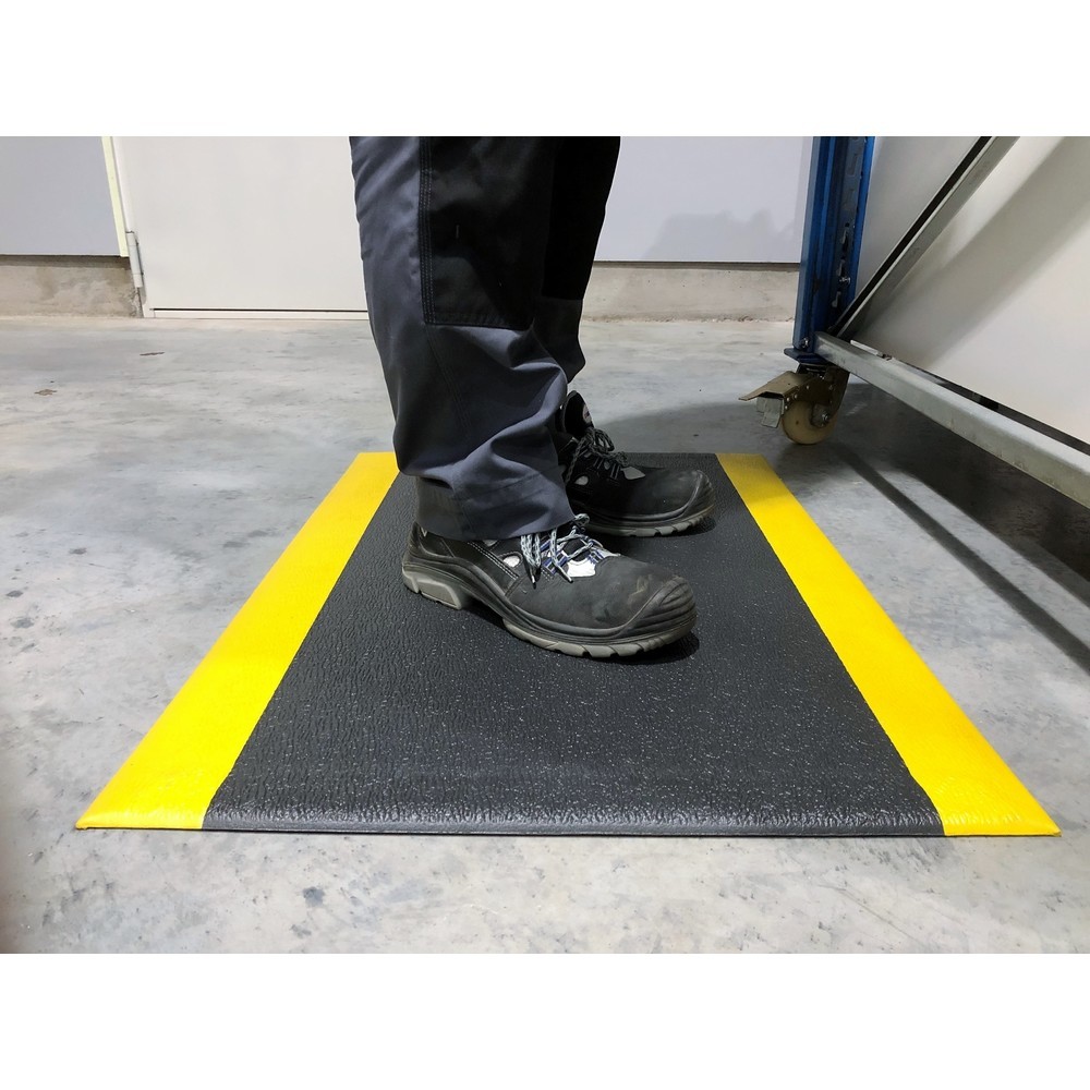 N° de l'image du produit 4 : Tapis anti-fatigue ErgoSoft Strong Steinbock®, texturé, monocouche, l x L 900 x 1 000 mm, noir/jaune