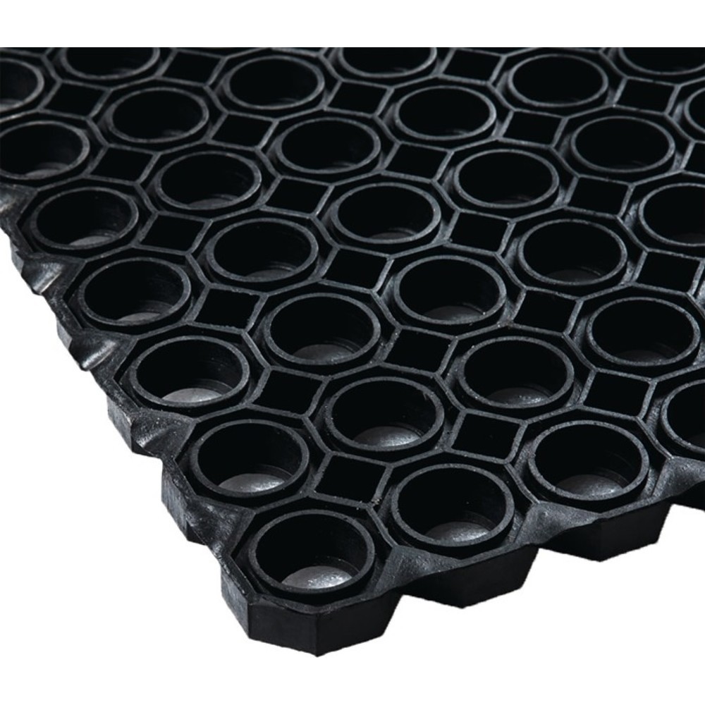 N° de l'image du produit 1 : Tapis en caoutchouc alvéolé, noir NR / SBR, largeur 1 m longueur 1,5 m épaisseur 22 mm, sans insert en tissu