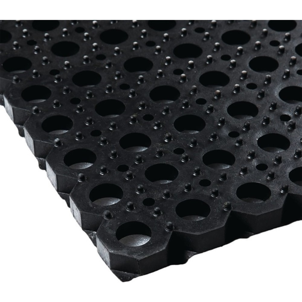 N° de l'image du produit 2 : Tapis en caoutchouc alvéolé, noir NR / SBR, largeur 1 m longueur 1,5 m épaisseur 22 mm, sans insert en tissu
