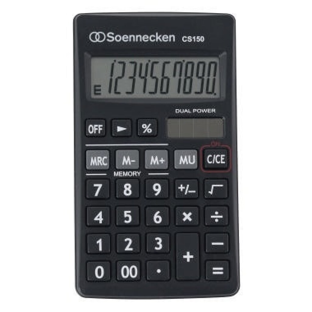 Soennecken Taschenrechner CS150 8660 schwarz Produktabbildung: Soennecken Taschenrechner CS150 8660 schwarz
