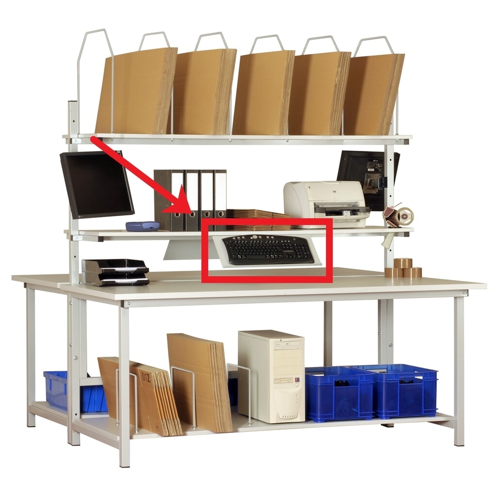 Tastaturablage für DAHMEN Packtische, BxT 300 x 150 mm Produktabbildung: Tastaturablage für DAHMEN Packtische, BxT 300 x 150 mm