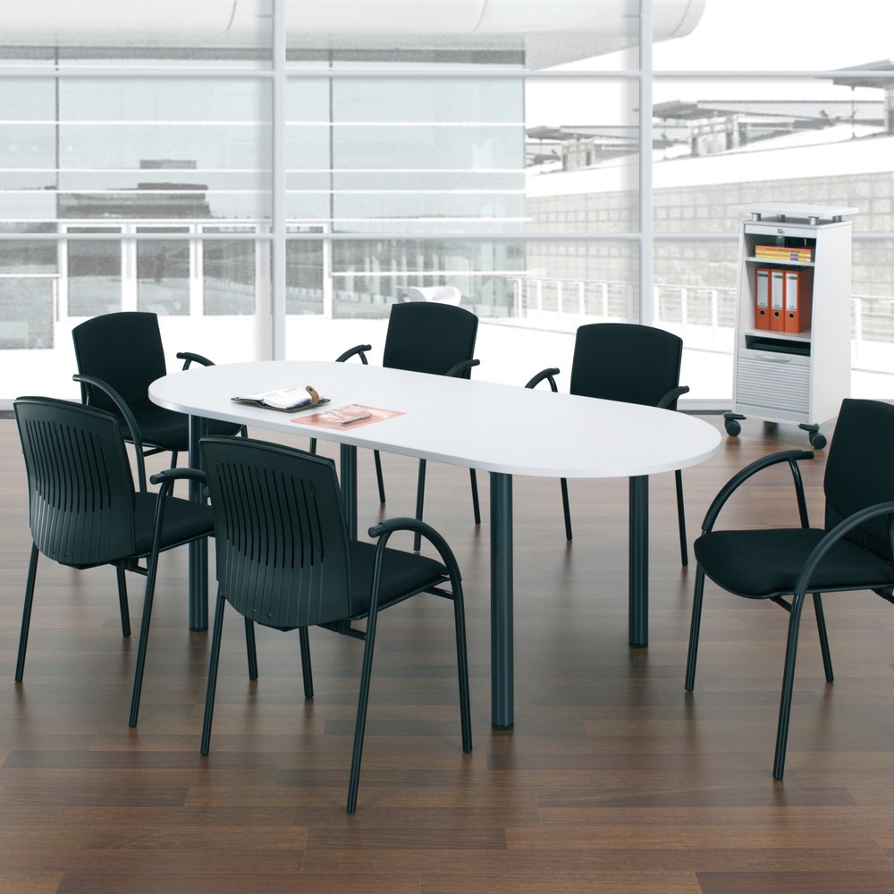 Immagine del prodotto: Tavolo da conferenza ovale, LxP 2.000 x 900 mm, acero/antracite
