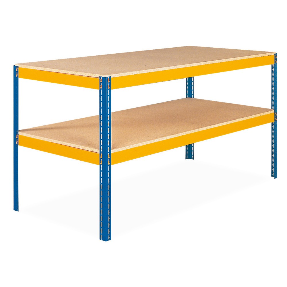 Immagine del prodotto: Tavolo da lavoro NGS, portata per piano 320 kg, 2 ripiani inseribili con 1 trave portante ciascuno, AxLxP 990 x 1.536 x 621 mm