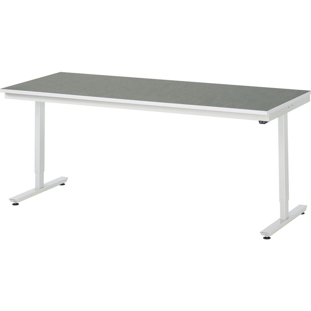 Immagine del prodotto: Tavolo da lavoro RAU regolabile in altezza elettricamente Serie adlatus 300, AxLxP 720-1.120 x 2.000 x 800 mm, piano di lavoro con rivestimento universale/in linoleum