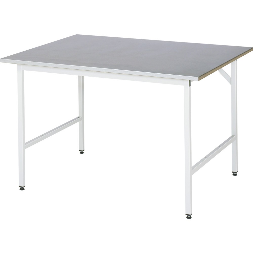Immagine del prodotto: Tavolo da lavoro RAU regolabile in altezza serie JERRY, AxLxP 800-850 x 1.250 x 1.000 mm, piano di lavoro con rivestimento in lamiera d’acciaio