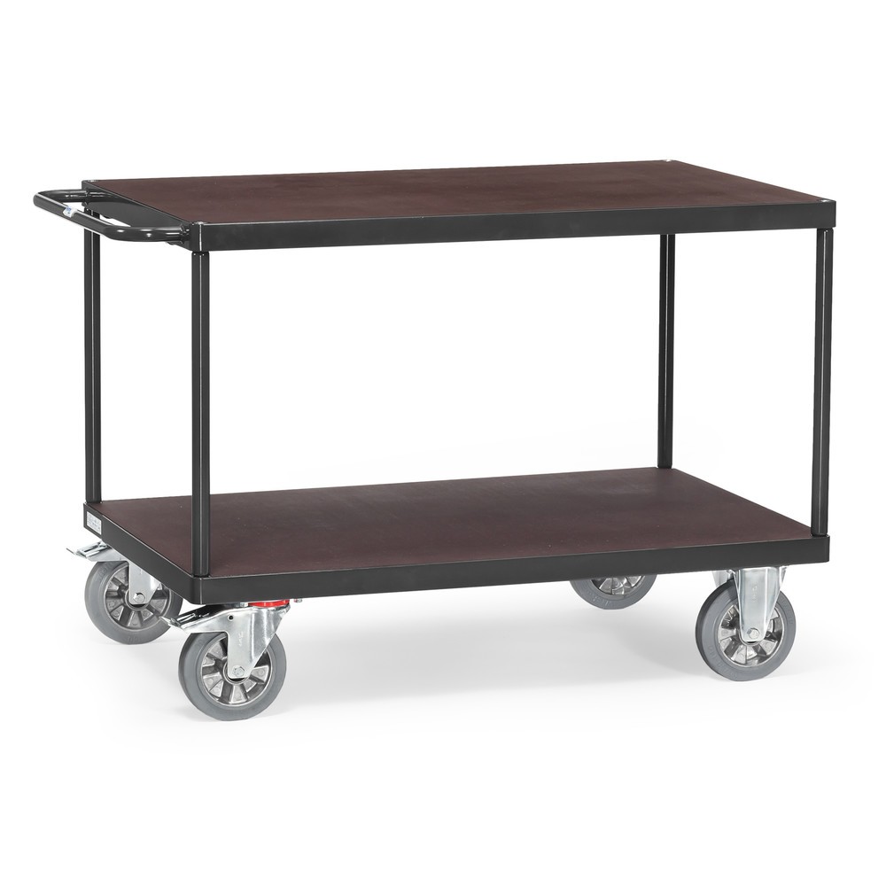 Obrázok výrobku: Stolový vozík fetra®, nosnosť 1 200 kg, 2 úrovne 1 600 x 800 mm, antracitovo sivá