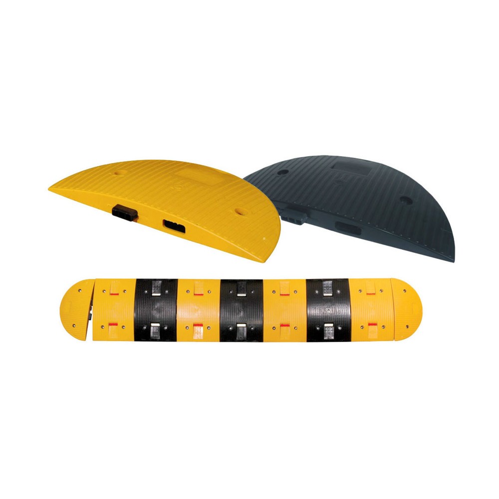 Produktabbildung: Temposchwelle aus PP, PVC-ummantelt, < 40 km/h, Abschlusselement, gelb