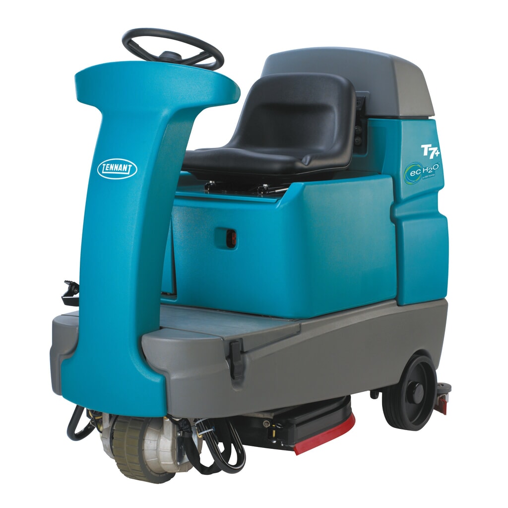 Produktabbildung: Tennant® Aufsitz-Scheuer-Saugmaschine T7+, Batterie, 800 mm Teller-Ø