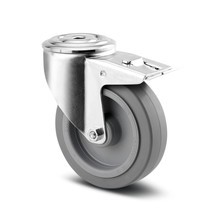 Produktabbildung Nr. 1: TENTE® Lenkrolle Elastik-Gummi, Rollenlager, Totalfeststeller, spurlos, Anschraubloch, Ø x Breite 100 x 50 mm, TK 160 kg