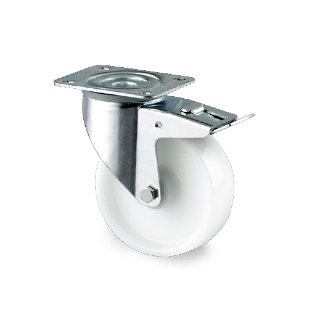 Produktabbildung: TENTE® Lenkrolle Polyamid, Gleitlager, Totalfeststeller, Schwenklagerschutz, Ø x Breite 80 x 50 mm, TK 200 kg