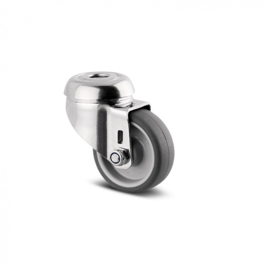 Produktabbildung: TENTE® Lenkrolle TPE, Gleitlager, Edelstahl-Gehäuse, Anschraubloch, Ø x Breite 50 x 50 mm, TK 40 kg