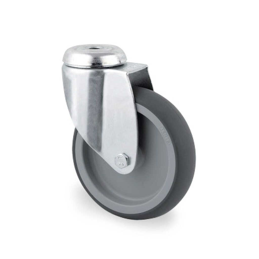 TENTE® Lenkrolle TPE, Gleitlager, Stahlblech-Gehäuse, Anschraubloch, Ø x Breite 75 x 50 mm, TK 75 kg Produktabbildung: TENTE® Lenkrolle TPE, Gleitlager, Stahlblech-Gehäuse, Anschraubloch, Ø x Breite 75 x 50 mm, TK 75 kg