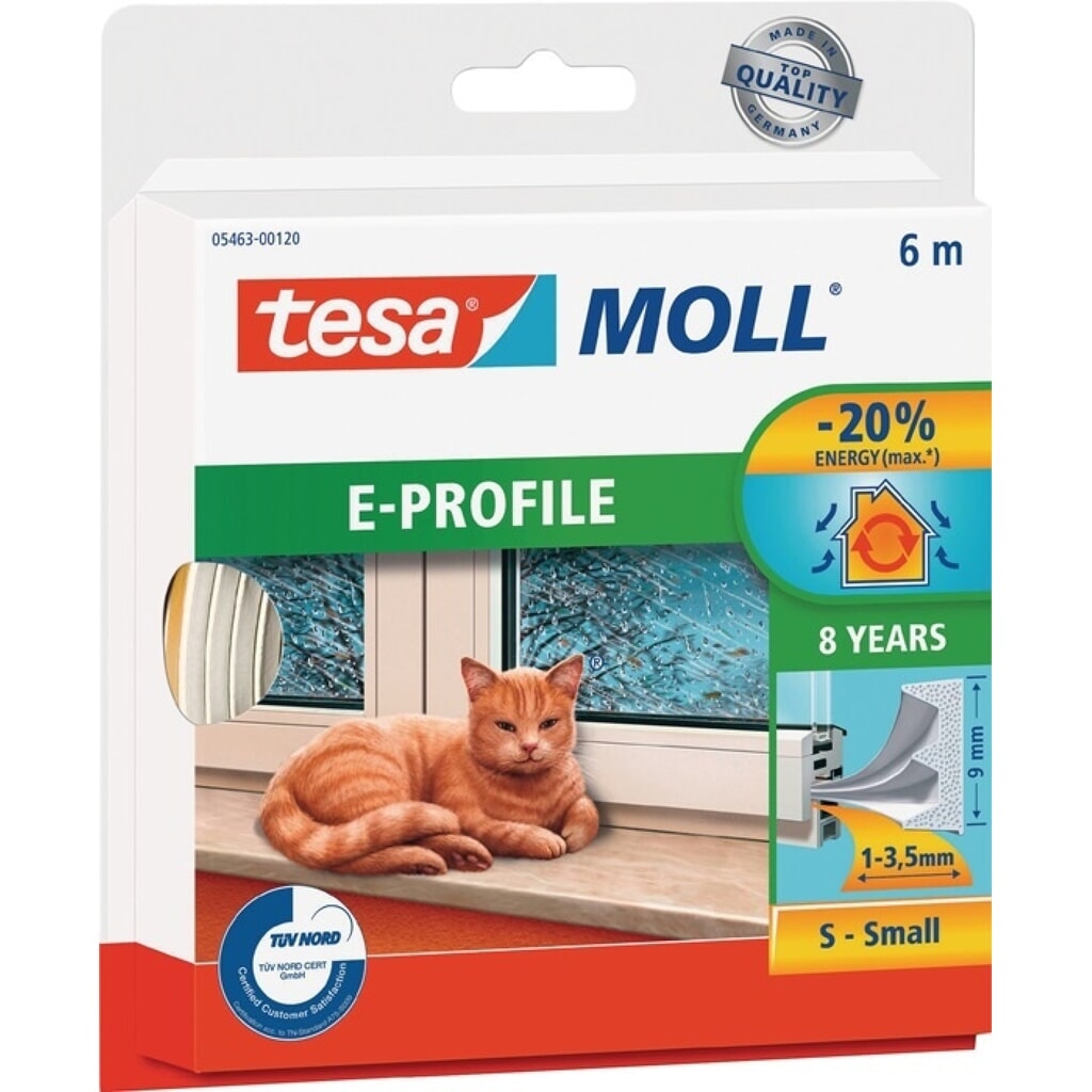 tesa® Fenster-/Türmoll tesa® moll® 5463, weiß, B9mmxH4mmxL6m Produktabbildung: tesa® Fenster-/Türmoll tesa® moll® 5463, weiß, B9mmxH4mmxL6m