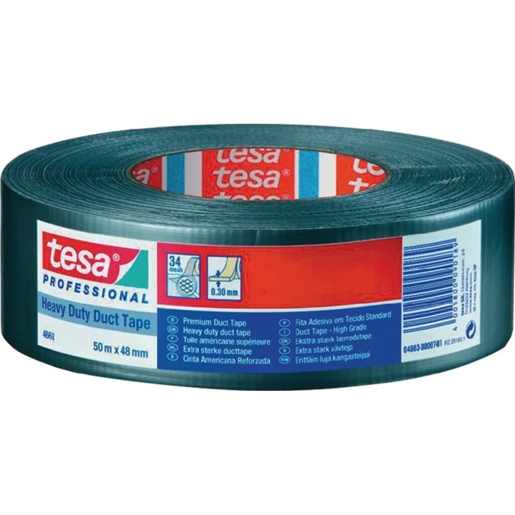 tesa® Gewebeband duct tape 4663, Länge 50 m Breite 48 mm, silber, Rolle Produktabbildung: tesa® Gewebeband duct tape 4663, Länge 50 m Breite 48 mm, silber, Rolle