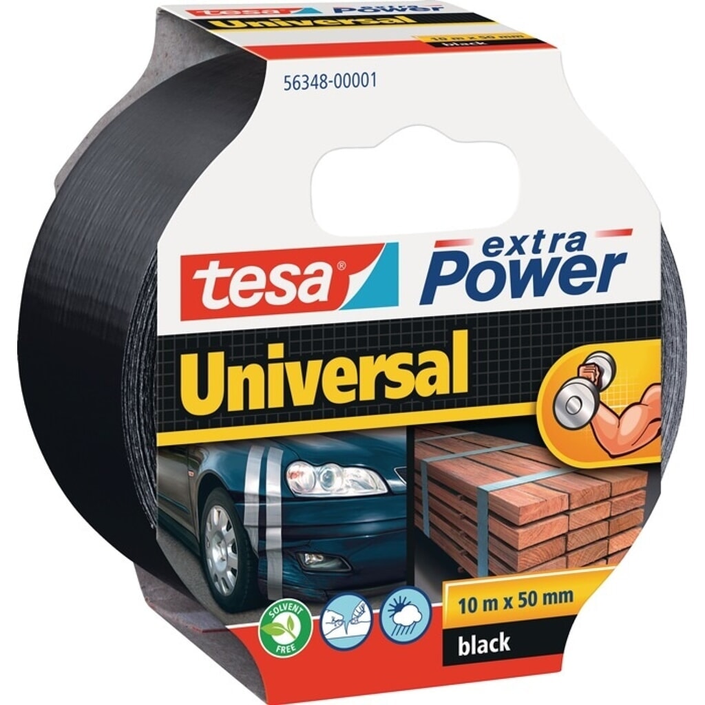 tesa® Gewebeband extra Power® 56348, Länge 10 m Breite 48 mm, schwarz, Rolle Produktabbildung: tesa® Gewebeband extra Power® 56348, Länge 10 m Breite 48 mm, schwarz, Rolle