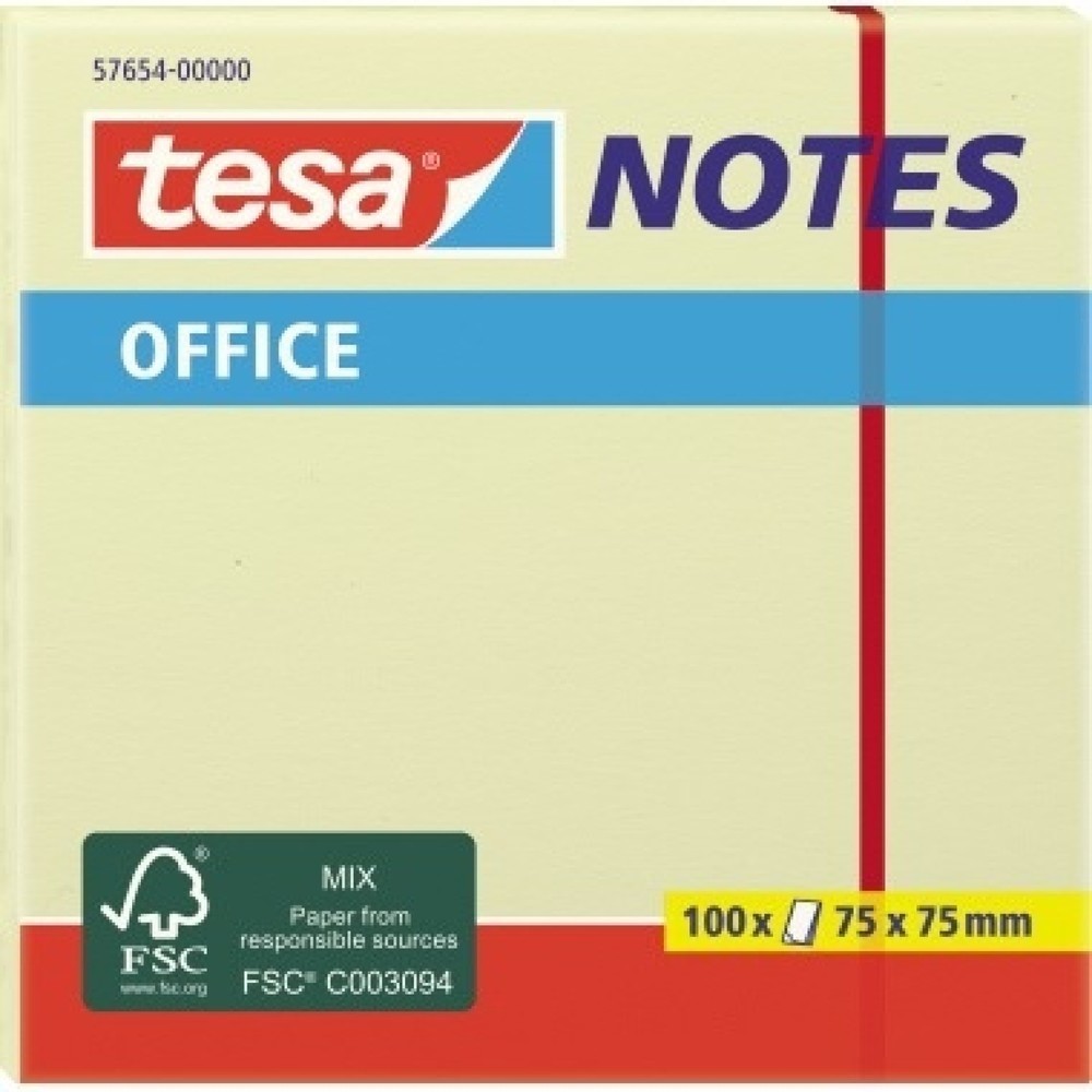 Produktabbildung: tesa® Haftnotiz Office Notes 57654-00000 75x75mm 100Bl. gelb