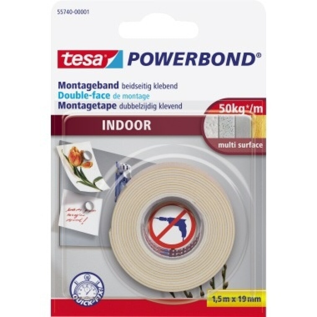 tesa® Montageband Indoor 55740-00001 1,5mx19mm extra strong Produktabbildung: tesa® Montageband Indoor 55740-00001 1,5mx19mm extra strong