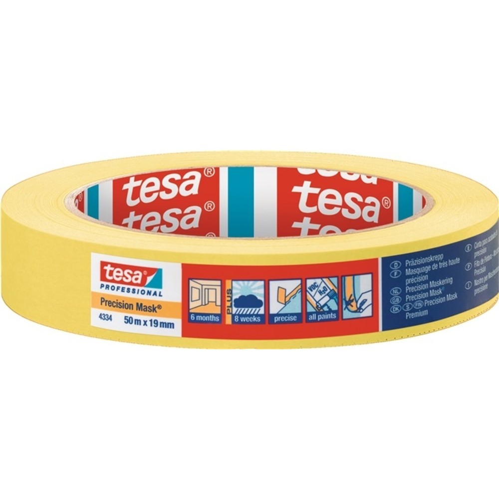 Produktabbildung Nr. 2: TESA Präzisionskrepp 4334 glatt gelb L.50m B.19mm Rl