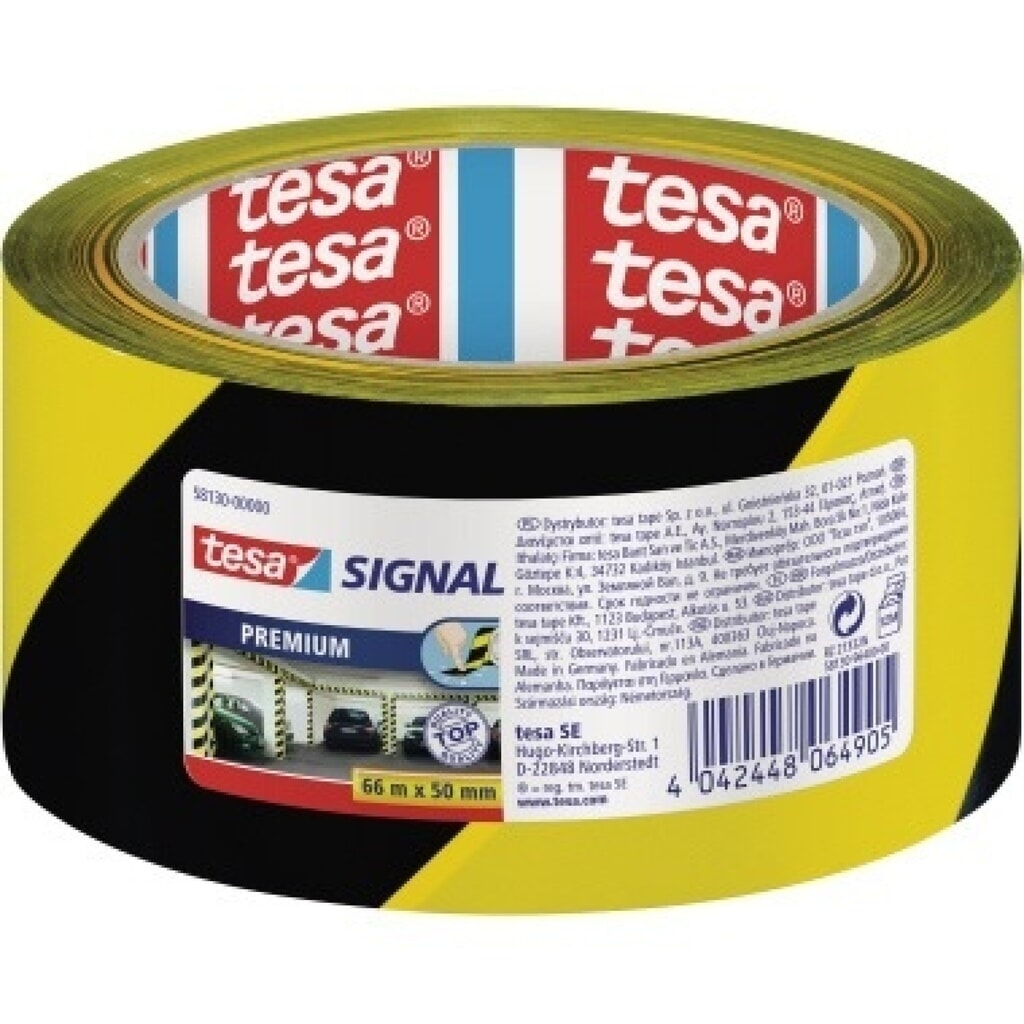 Produktabbildung: tesa® Packband 58130-00000 50mmx66m bedruckt gelb schwarz
