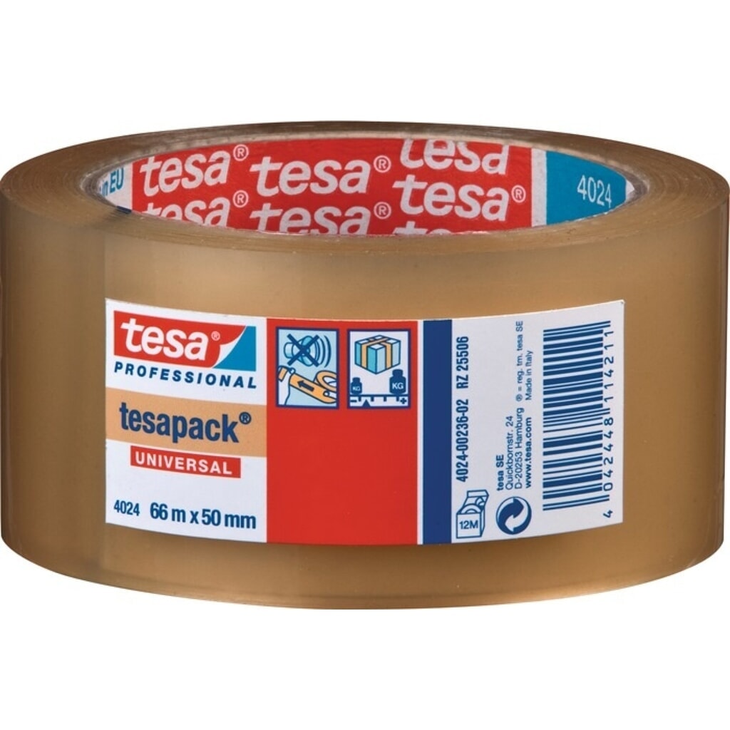 tesa® Verpackungsklebeband PP tesa® pack® 4024, Länge 66 m Breite 50 mm, farblos, Rolle Produktabbildung: tesa® Verpackungsklebeband PP tesa® pack® 4024, Länge 66 m Breite 50 mm, farblos, Rolle