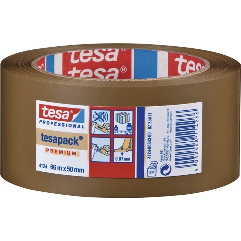 tesa® Verpackungsklebeband PVC tesa® pack® 4124, Länge 66 m Breite 50 mm, chamois, Rolle Produktabbildung: tesa® Verpackungsklebeband PVC tesa® pack® 4124, Länge 66 m Breite 50 mm, chamois, Rolle