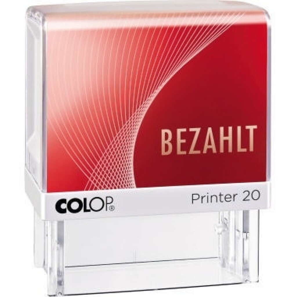 COLOP Textstempel Printer 20 BEZAHLT 100669 38mm Kunststoff rt Produktabbildung Nr. 1: COLOP Textstempel Printer 20 BEZAHLT 100669 38mm Kunststoff rt