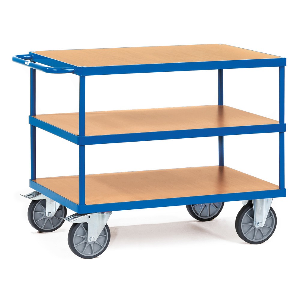 Obrázek produktu: Těžký pojízdný stolek a montážní vozík fetra®, 3 patra à 600 x 1 000 mm