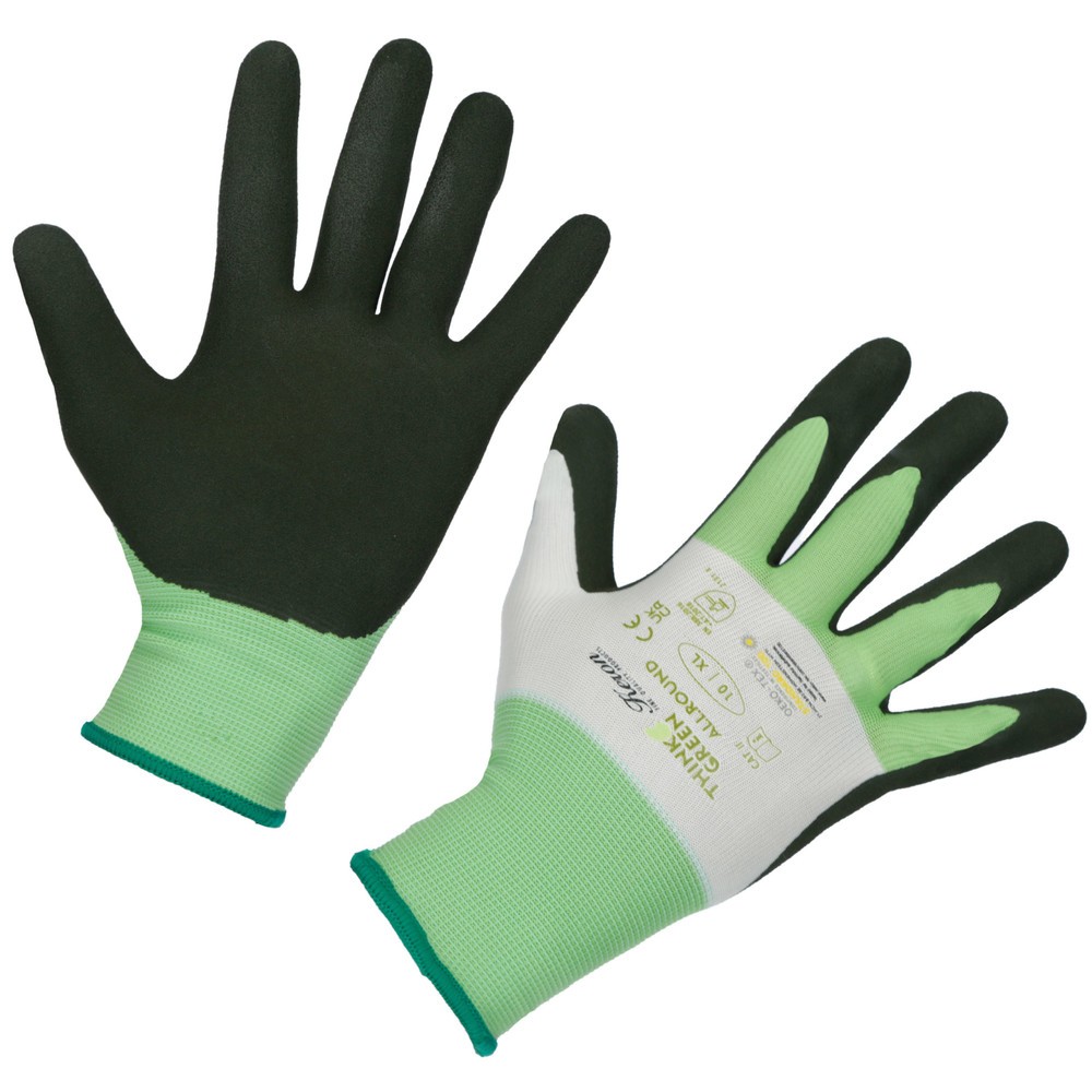Produktabbildung: THINKGREEN Handschuh Allround-grün-weiß, Latexschaum Gr 6/XS, 6 Paar/VE