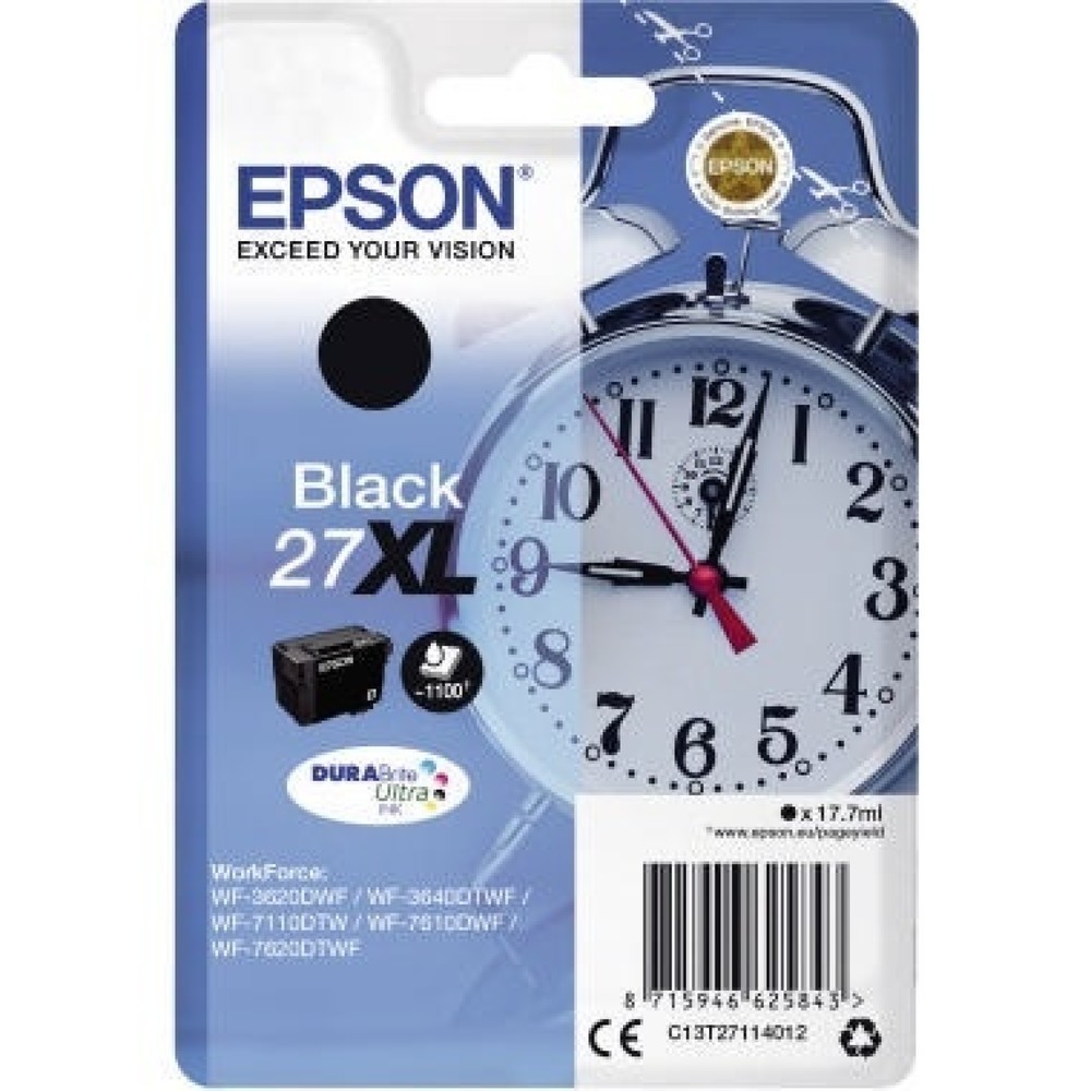 Produktabbildung: Epson Tintenpatrone C13T27114012 27XL 1.100Seiten 17,7ml schwarz