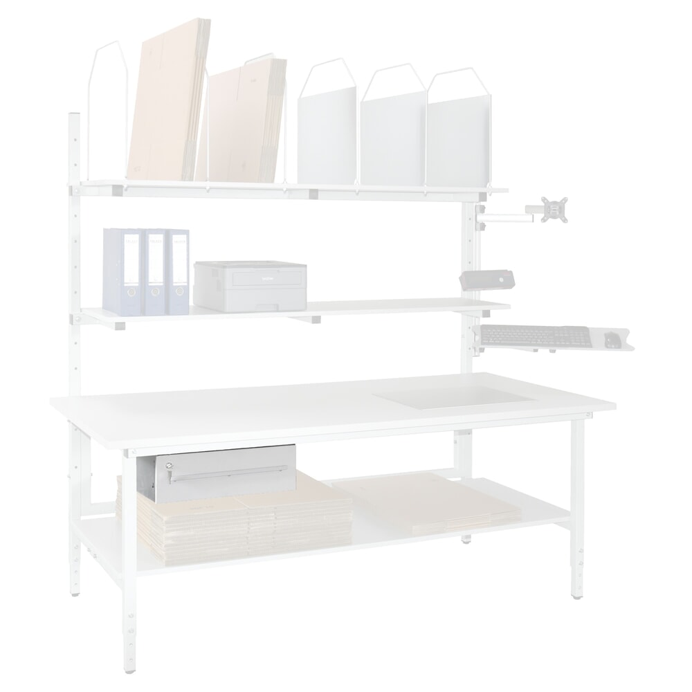 N° de l'image du produit 2 : Tiroir, verrouillable, pour table d'emballage, HxlxP 160 x 490 x 450 mm, gris clair