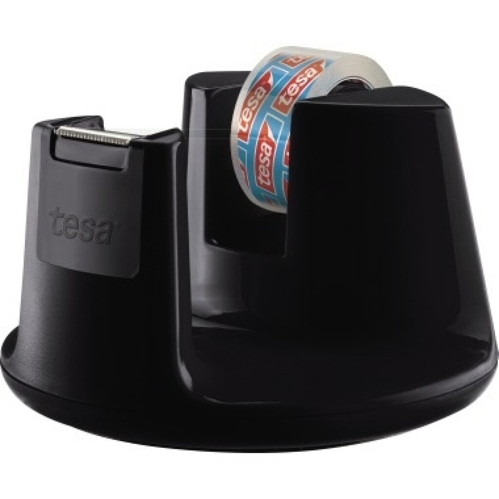 tesa® Tischabroller Easy Cut Compact 53827-00000 schwarz +Klebefilm Produktabbildung: tesa® Tischabroller Easy Cut Compact 53827-00000 schwarz +Klebefilm