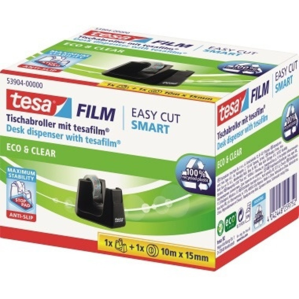 Produktabbildung Nr. 1: tesa® Tischabroller ecoLogo Smart 53904-00000-00 schwarz +Klebefilm