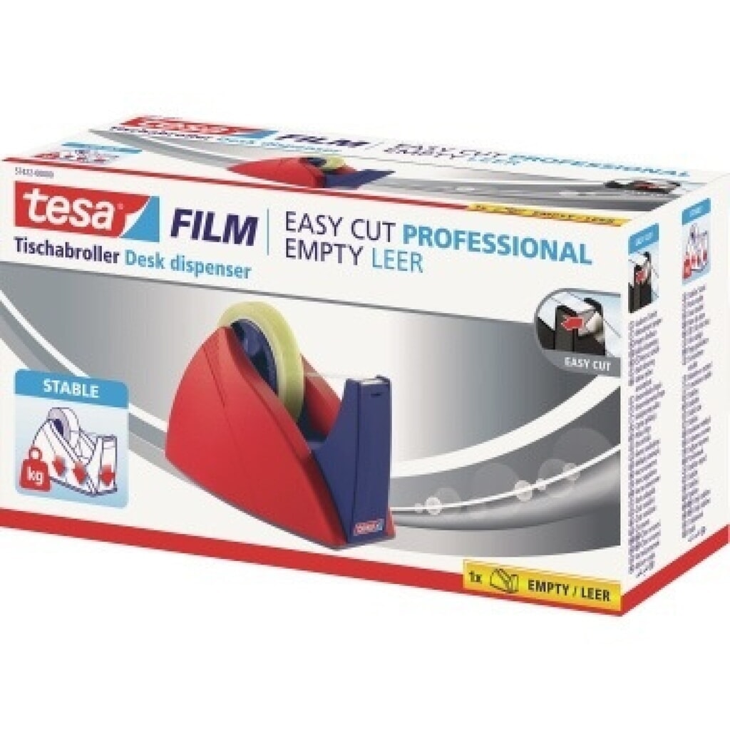 tesa® Tischabroller Easy Cut Professional 57422-00000 rot/blau Produktabbildung: tesa® Tischabroller Easy Cut Professional 57422-00000 rot/blau