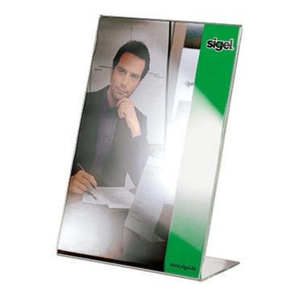 Produktabbildung: Sigel Tischaufsteller TA212 DIN A5 150x215mm L-Form Arcyl glasklar