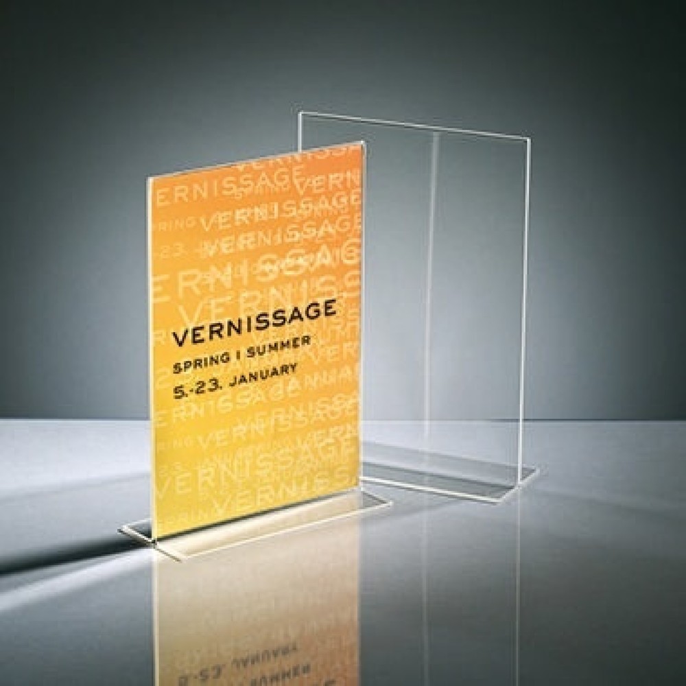 Produktabbildung: Sigel Tischaufsteller TA220 DIN A4 210x300mm T-Form Acryl glasklar