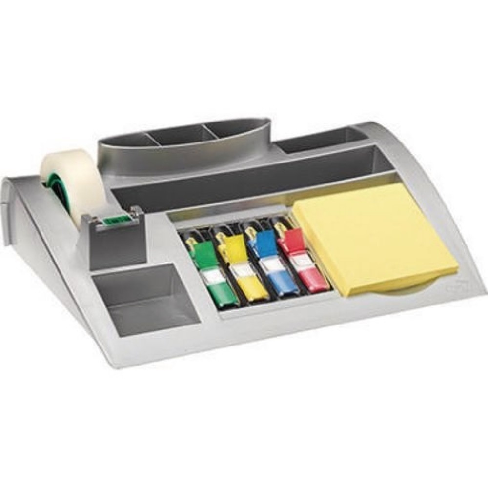 Produktabbildung: Post-it Tischorganizer C50 25,6x6,8x16,8cm silber metallic