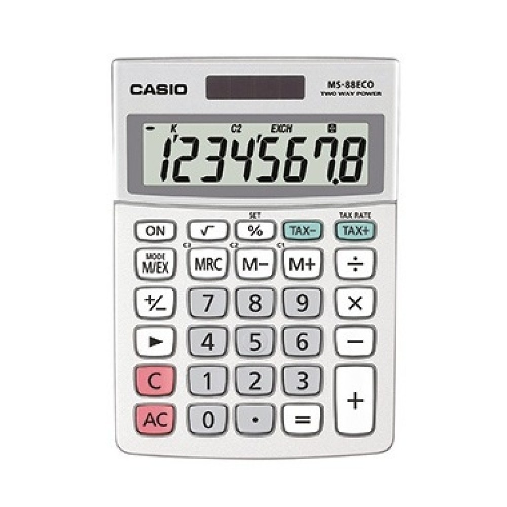 Produktabbildung: CASIO Tischrechner MS-88ECO-W-EH 10x14cm 8stellig silbergrau